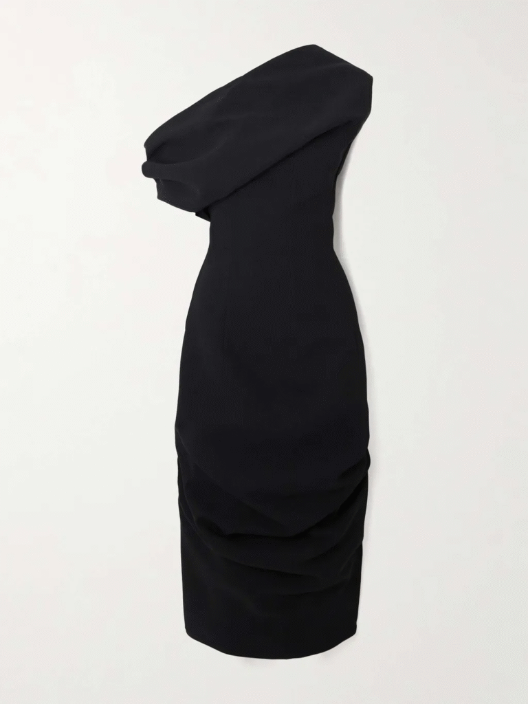 JACQUEMUS La Robe Pesce One-Shoulder Draped Crepe Midi Dress
