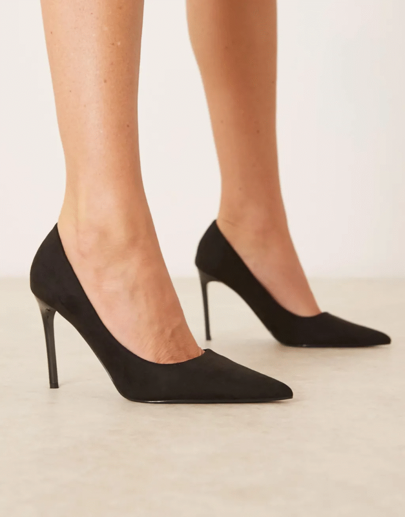 ASOS DESIGN
Paphos Pointed High Heeled Pumps in Black Suedette