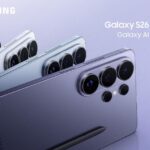 Promotional image of several Samsung Galaxy S26 Ultra phones showing the rear cameras and S Pen, with “Samsung” and “Galaxy S26 Ultra – Galaxy AI” text on a light background.